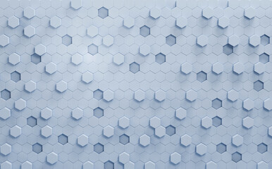 Poster - Abstract blue hexagon clean background 3d render

