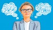 © Biggy - A thoughtful woman with glasses and two thought bubbles above her head