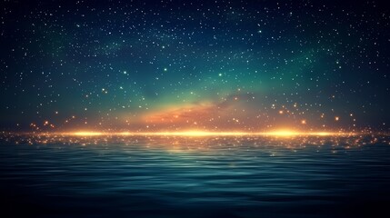 Aufkleber - Beautiful night sky with a large body of water in the foreground. The water is calm and the stars are shining brightly