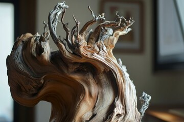 Wall Mural - intricate, dried, gnarled wood sculpture, detailed close-up.