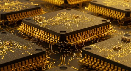 Poster - Computer Chips with Golden Connections