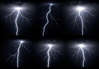 Poster - Six lightning strikes on dark sky