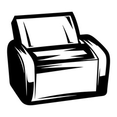 Poster - Stylized black and white drawing of a common office laser printer machine