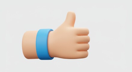 Poster - Cartoon hand thumbs up isolated on white background