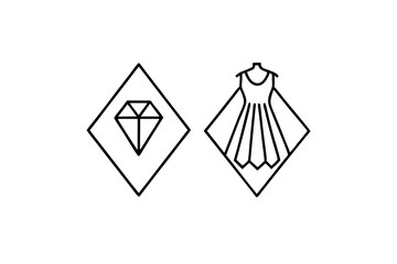 vector illustration of a diamond symbol and abstract geometric background design set