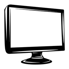 Poster - Classic Black and White Computer Monitor with Empty Screen for Content