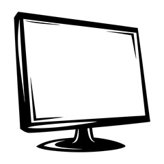 Poster - Classic computer monitor vector graphic with sleek black and white design