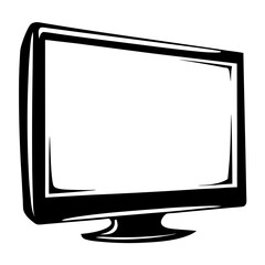 Poster - Bold monochrome illustration of a desktop computer monitor with empty display
