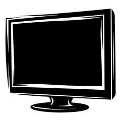 Poster - Stylized monochrome illustration of a computer monitor with a thick border