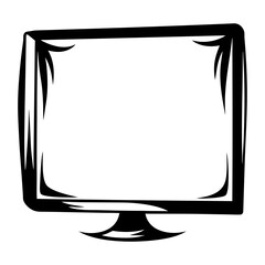 Poster - Abstract Black and White Monitor Drawing with Unique Stylized Edges and Base