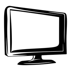 Poster - Black and white stylized computer monitor graphic with a bold cartoon feel