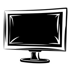 Poster - Black and white sketch of computer monitor screen technology