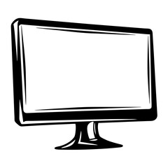 Poster - Stylized Illustration of a Computer Monitor with a Stand in Black and White