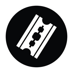 Poster - Razor blade icon. Simple icon, vector art illustration silhouette symbol web design. Flat razor blade icon between fill circle. Vector image.