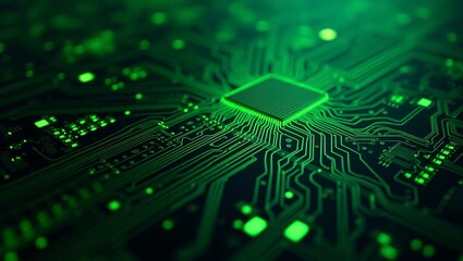 Aufkleber - Abstract close-up of green computer circuit board	
