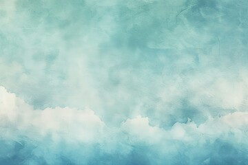 Poster - Abstract blue watercolor painting of clouds with textured background calming hues