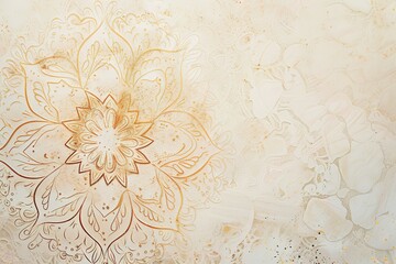 Poster - Intricate gold mandala on a soft white background blending art and ethereal beauty