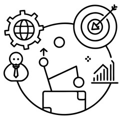 Wall Mural - vector illustration of a set of web icons for business design concept