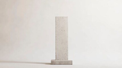 Poster - Minimalist grey concrete column standing on a base against a white background.