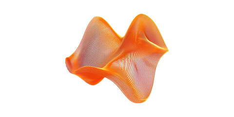Poster - Abstract Orange Waveform Design. Dynamic 3D Lines Creating Fluid Motion Isolated On Transparent Background