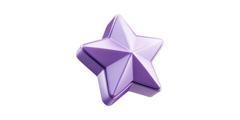Poster - Purple 3D Star Icon. Symbol Of Achievement And Creativity In Digital Design Isolated On Transparent Background