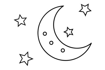Wall Mural - this glossy blue web button features a shiny crescent moon and star icon, a celestial vector design