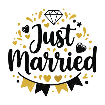 Just Married Typography Vector Design for Wedding Celebration