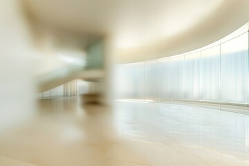Poster - Abstract view of building interior featuring a wall of glass and a staircase