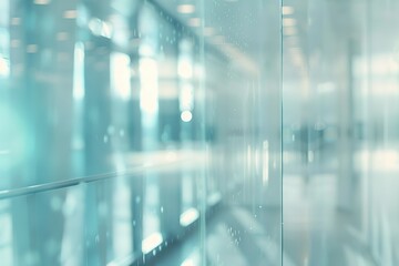 Poster - blurred interior: abstract view of a modern architectural space with glass panels