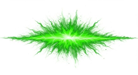 Poster - Green lightning energy effect isolated on white background