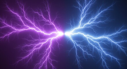 Poster - Purple and blue lightning clash isolated