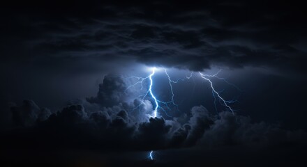 Poster - Lightning storm over dark clouds