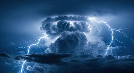 Poster - Storm cloud with lightning strikes