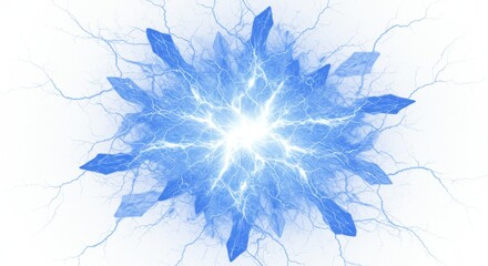 Poster - Blue crystal energy burst isolated on white background