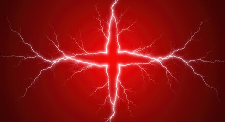 Poster - Red cross with lightning