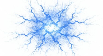 Poster - Blue electrical discharge effect isolated on white background