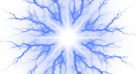 Poster - Blue lightning abstract design isolated on white background