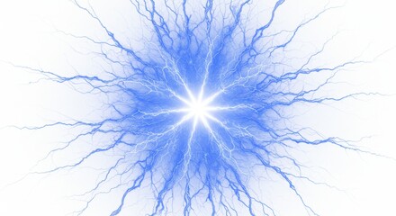 Poster - Blue lightning electrical discharge isolated on white background