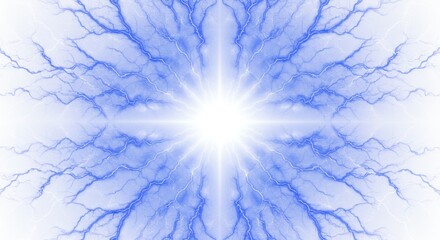 Poster - Blue lightning radiating outward isolated on white background