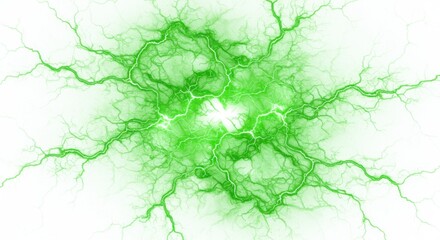 Poster - Green energy discharge isolated on white background