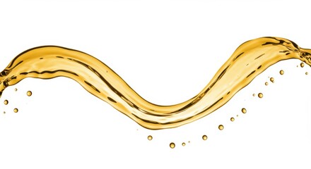 Poster - Golden liquid wave flowing gracefully isolated on white background