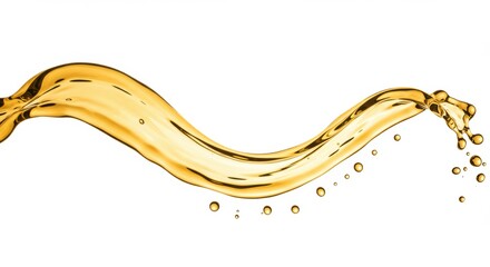 Poster - Golden liquid splash wave isolated on white background