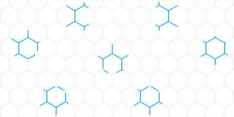 Seamless blue hexagonal pattern with a 3D honeycomb texture design