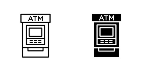 Poster - Atm icon vector solid logo illustration. Flat and line style for graphic design, Website