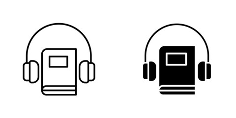 Aufkleber - Audiobook icon vector solid logo illustration. Flat and line style for graphic design, Website