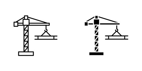 Aufkleber - Construction crane icon vector solid logo illustration. Flat and line style for graphic design, Website