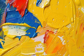 Poster - Abstract colorful oil paint strokes with thick texture on canvas art background