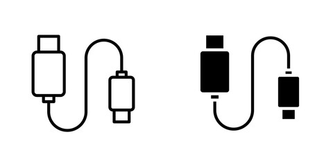 Poster - USB cable icon vector solid logo illustration. Flat and line style for graphic design, Website