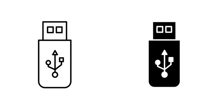 usb drive icon vector solid logo illustration. Flat and line style for graphic design, Website