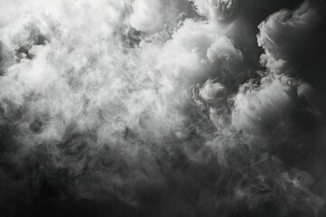 Poster - Monochrome swirling fog and cloudscape in a mysterious atmospheric black background